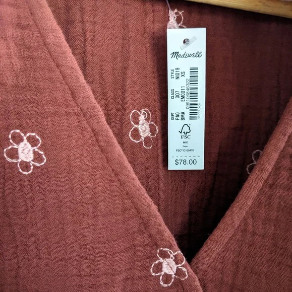 Sold on M! Madewell Lightspun Maira Flower Embroidered Tie Wrap Top - Picture 10 of 16